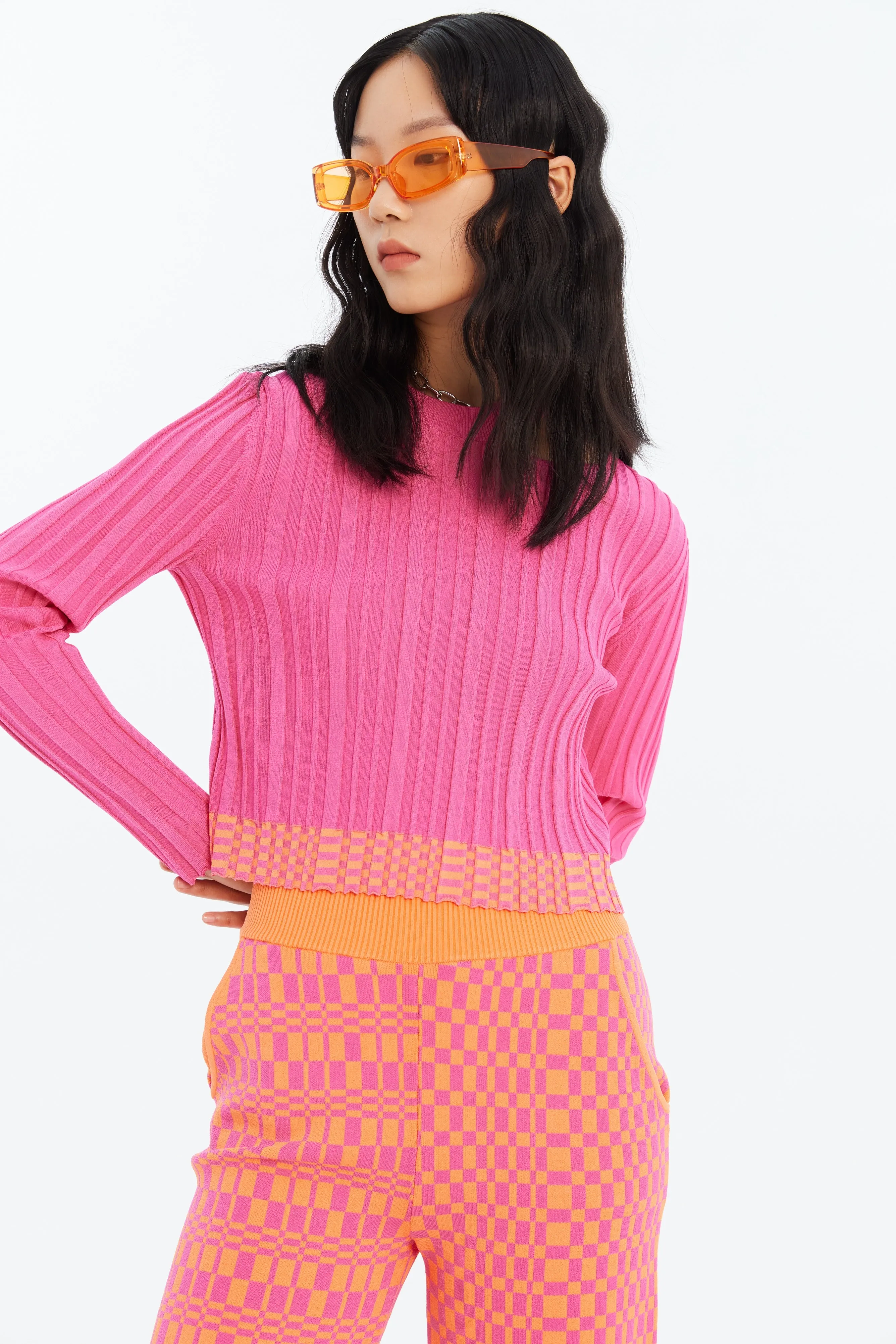 JAN ECO CROPPED LONG SLEEVE TOP YarnDyed Stripes