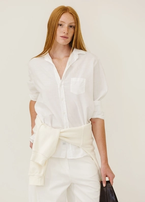 Frank & Eileen 'Eileen' Relaxed Button-Up in White Durable Overlock Stitch AntiSnag Fabric