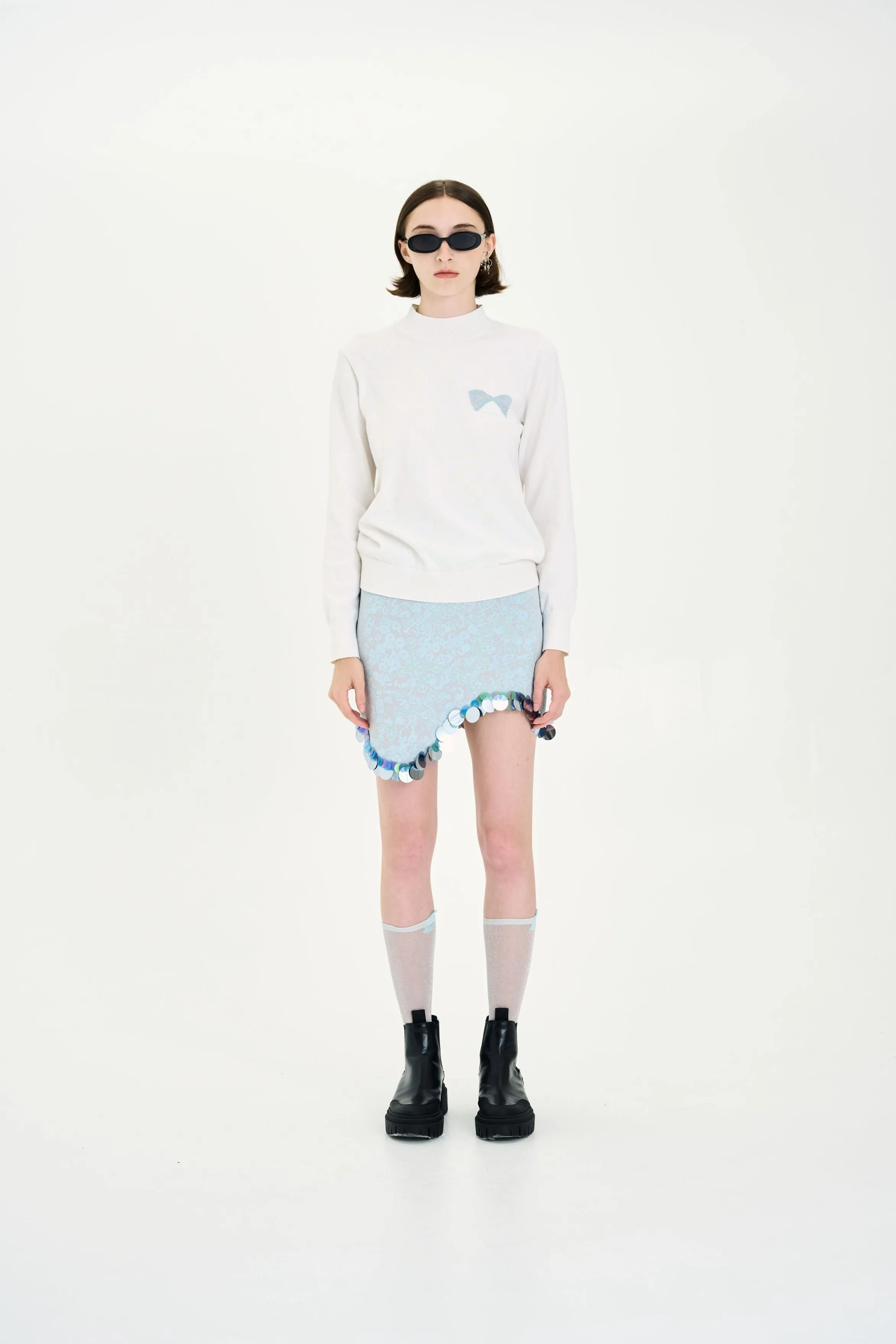 Sweat Resistant ARBOR WAVY MINI SKIRT WITH SEQUINS