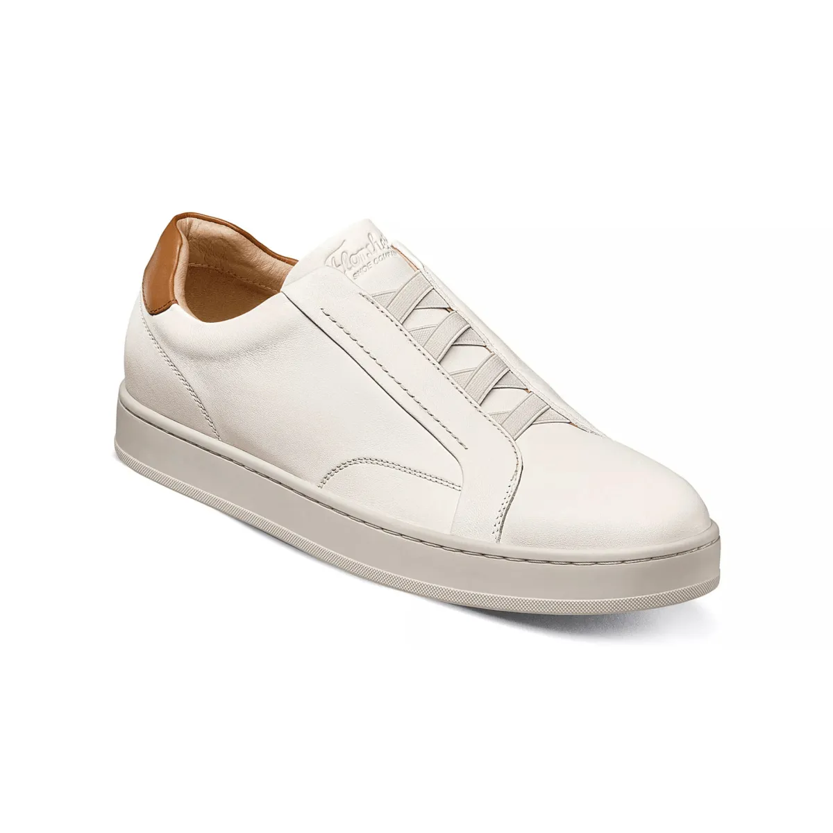 Florsheim Men's Monopoli Elastic Lace Off-White/Cognac Sporty Appearance