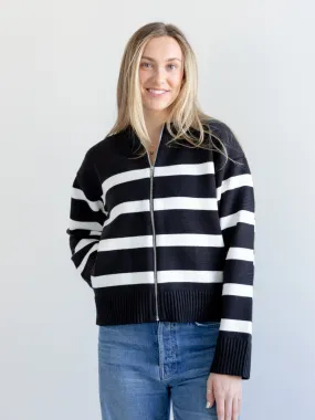 Layering Piece Stripe Zip Sweater