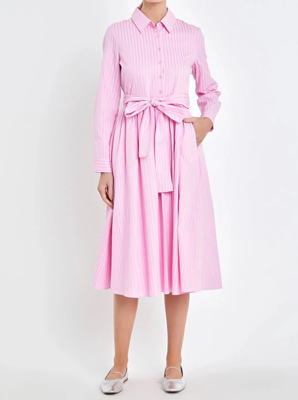 Soft and Chic Knot-Detail Kimberly Striped Dress
