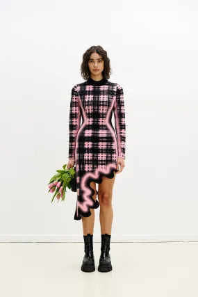 Walk Grace DOBBY LONG SLEEVE WAVY DRESS