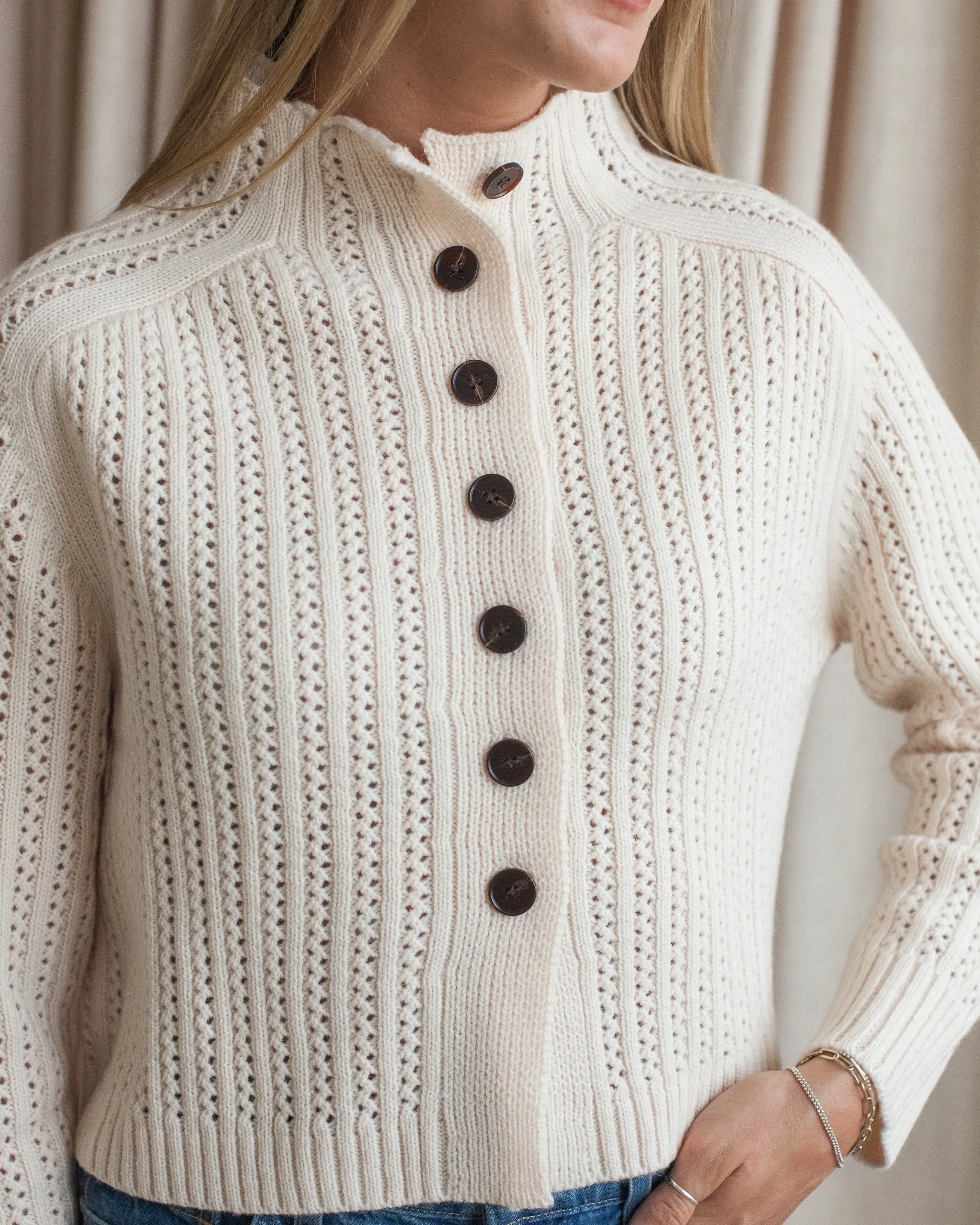 Comfort Knit Piece Anti Pilling Surface Drew Button Sweater