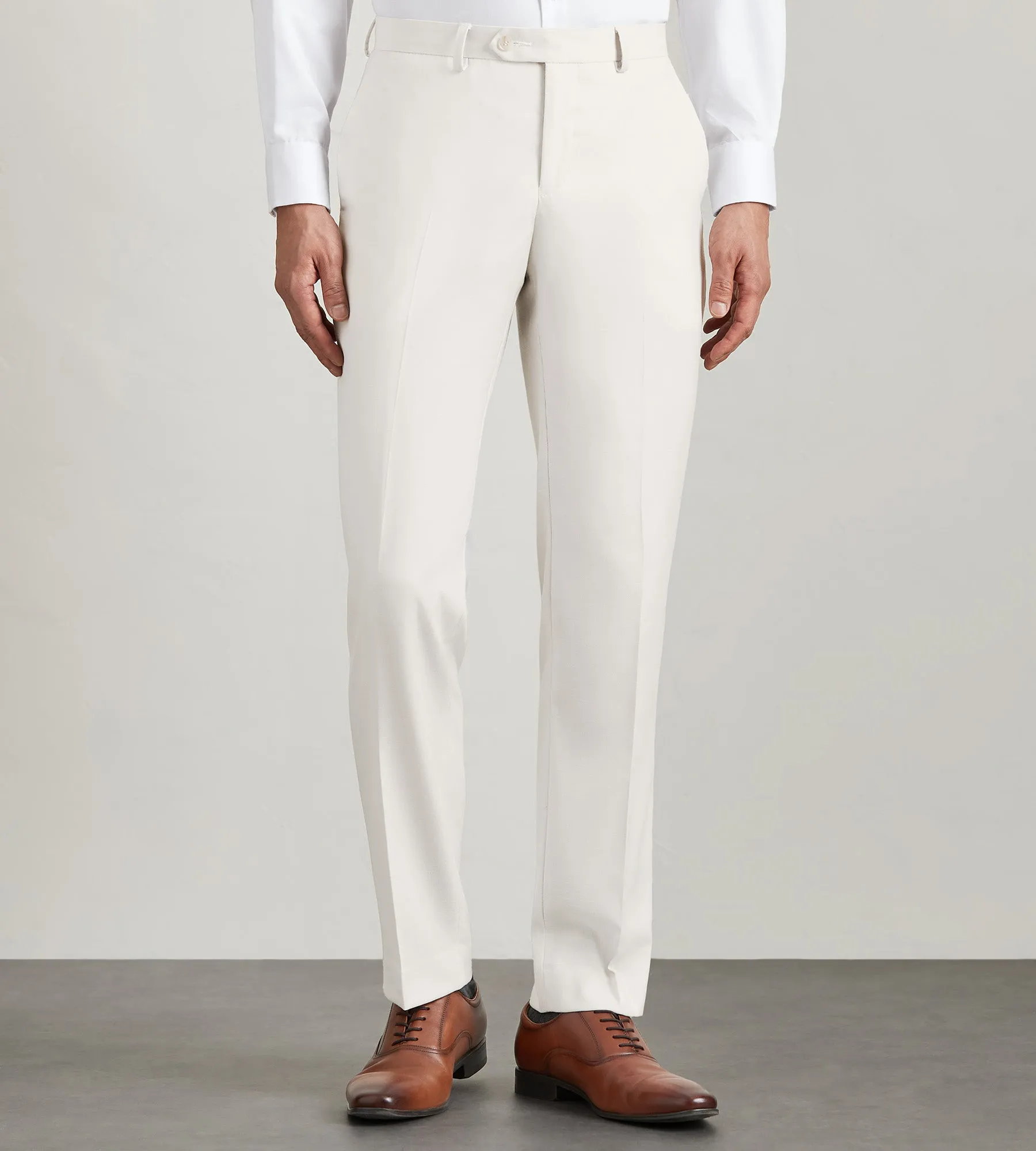 Fashionable Fit Modern Fit Off White Solid Suit Pants