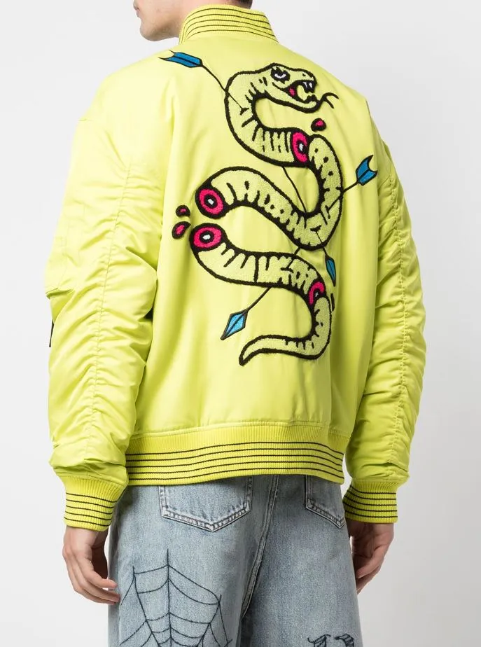 VENOM REVERSIBLE BOMBER JACKET BLACK/YELLOW Elastic cuffs Winter Layering Piece