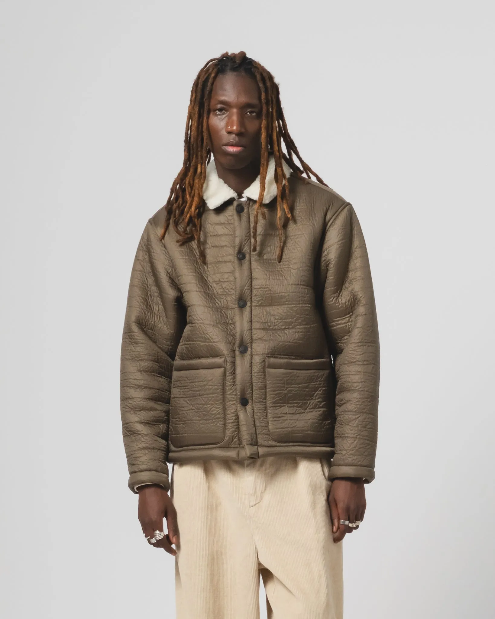 Zipper Guard Weatherproofing Sonora Jacket Piumino Nylon Fossil/Off White