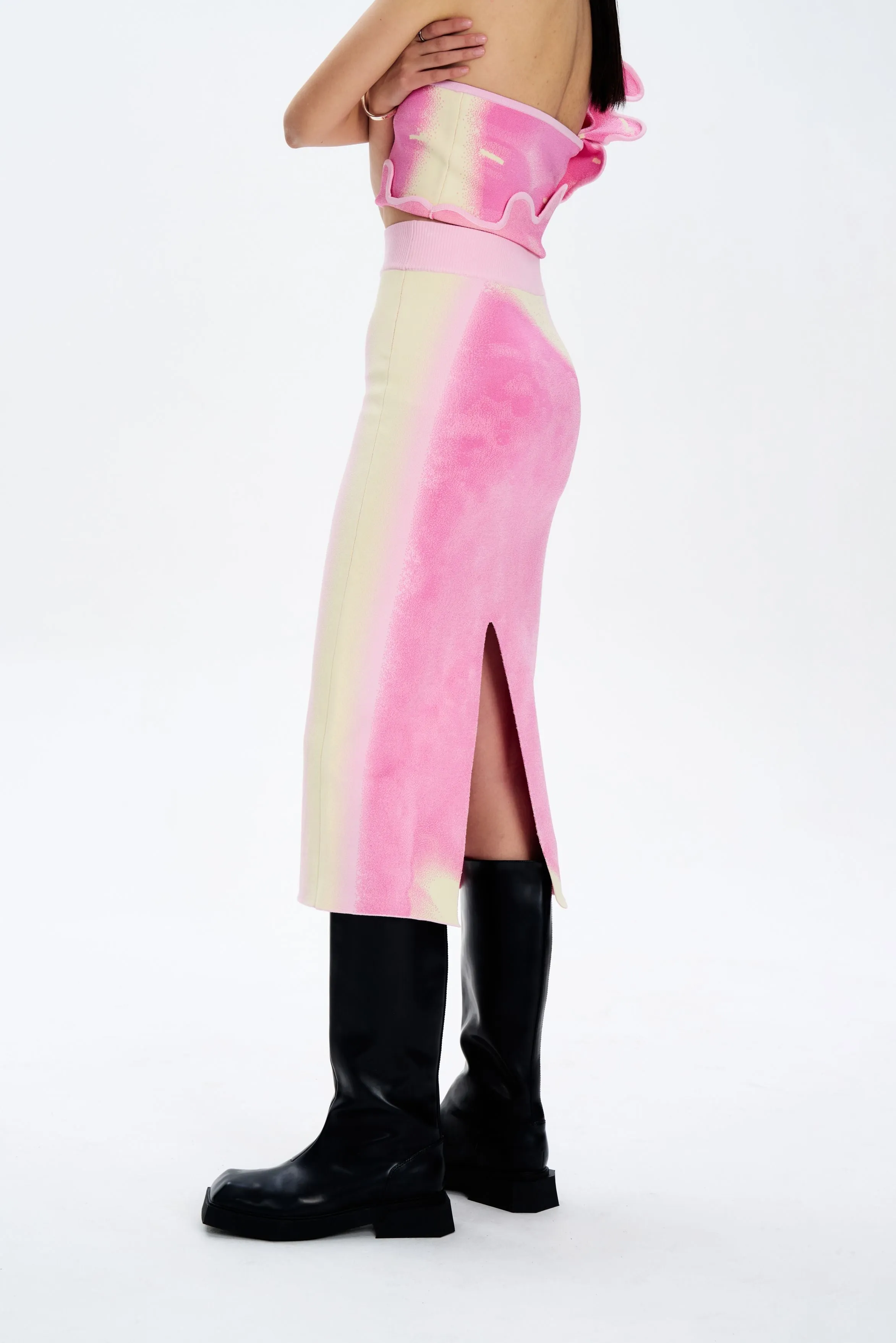 SOPHIE CHERRY PRINT MIDI SKIRT Easy Flex Design HighDensityWeave