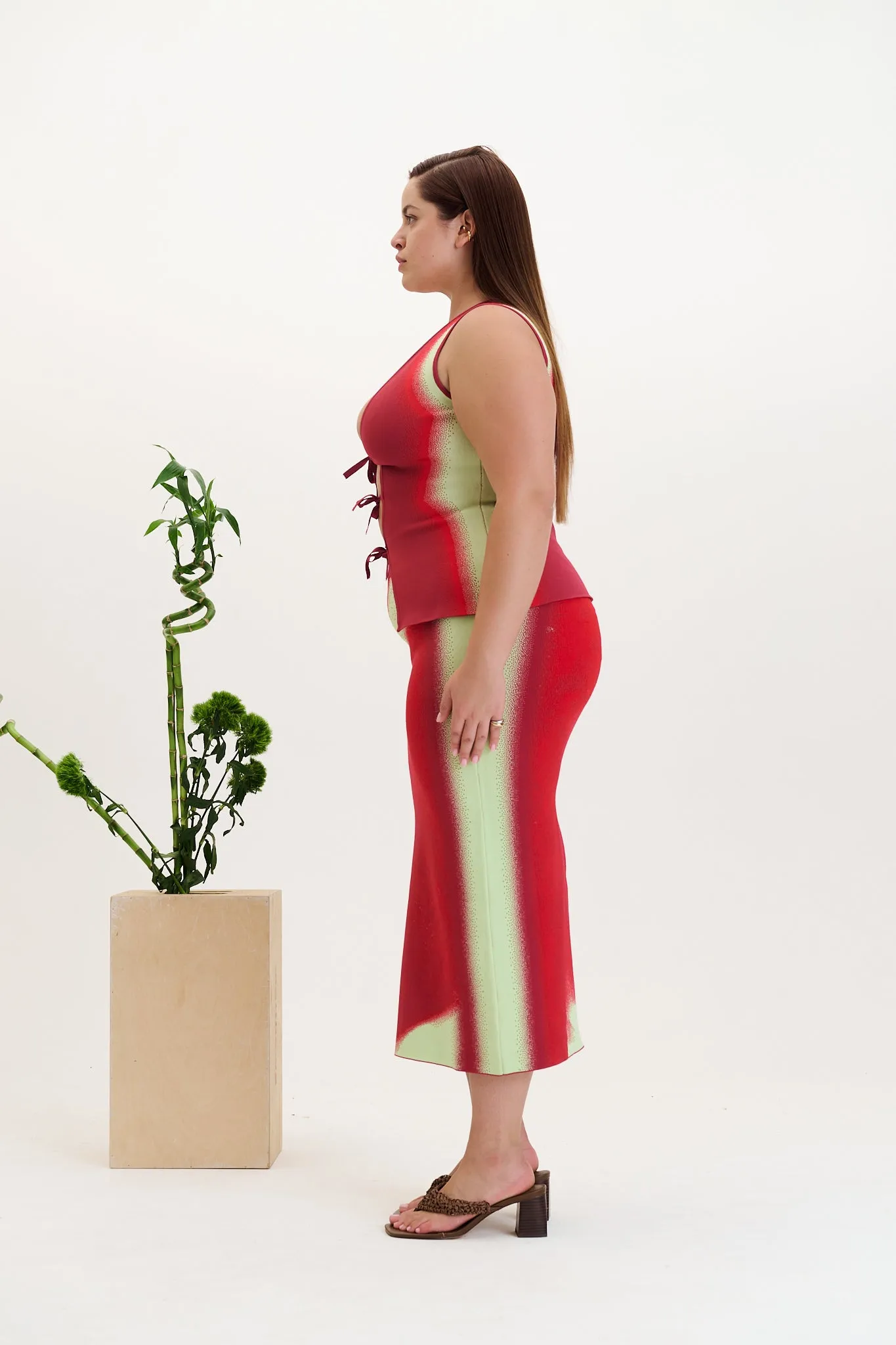 SOPHIE CHERRY PRINT MIDI SKIRT Airy Feel Recycled Polyester