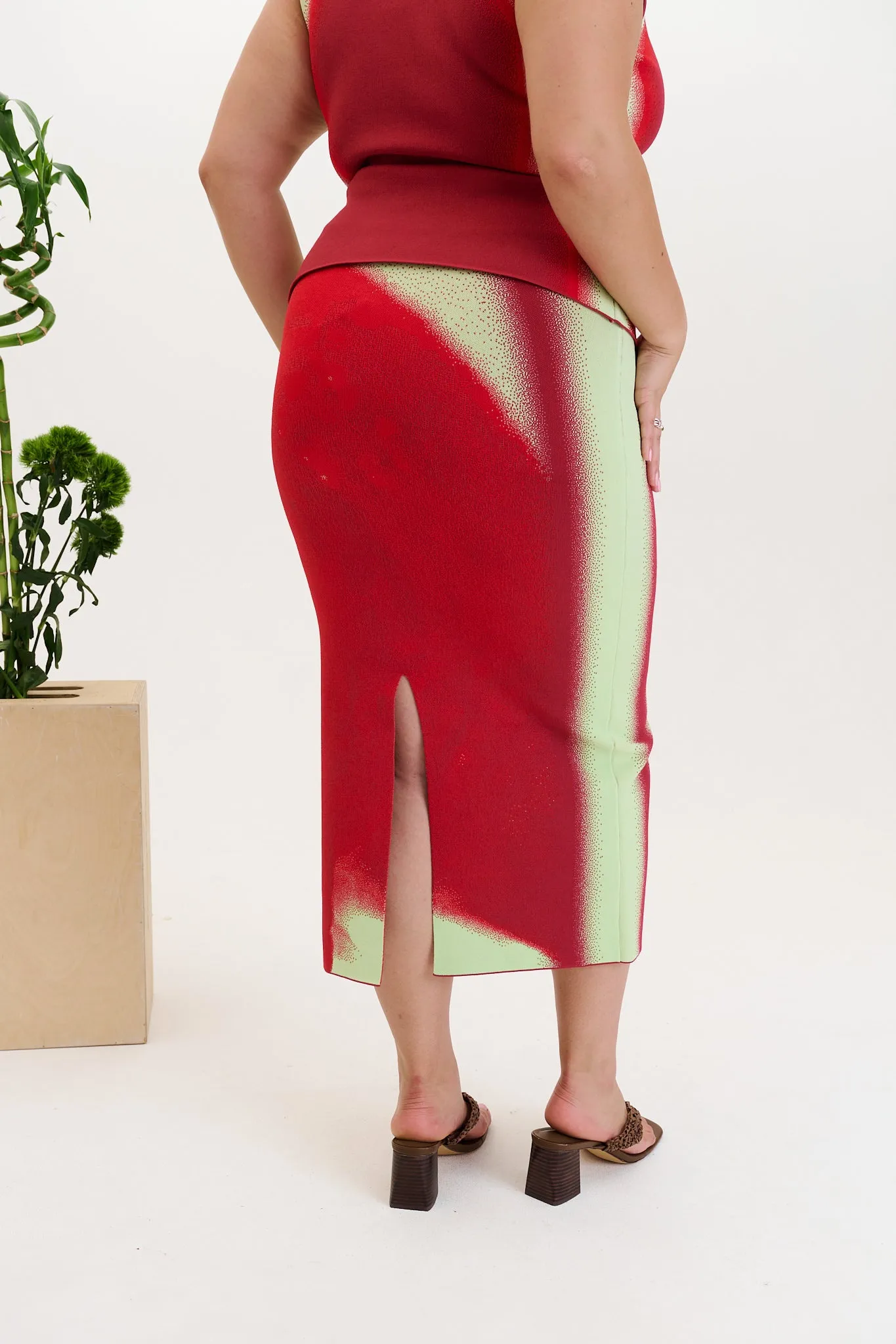 Tight Waist SOPHIE CHERRY PRINT MIDI SKIRT