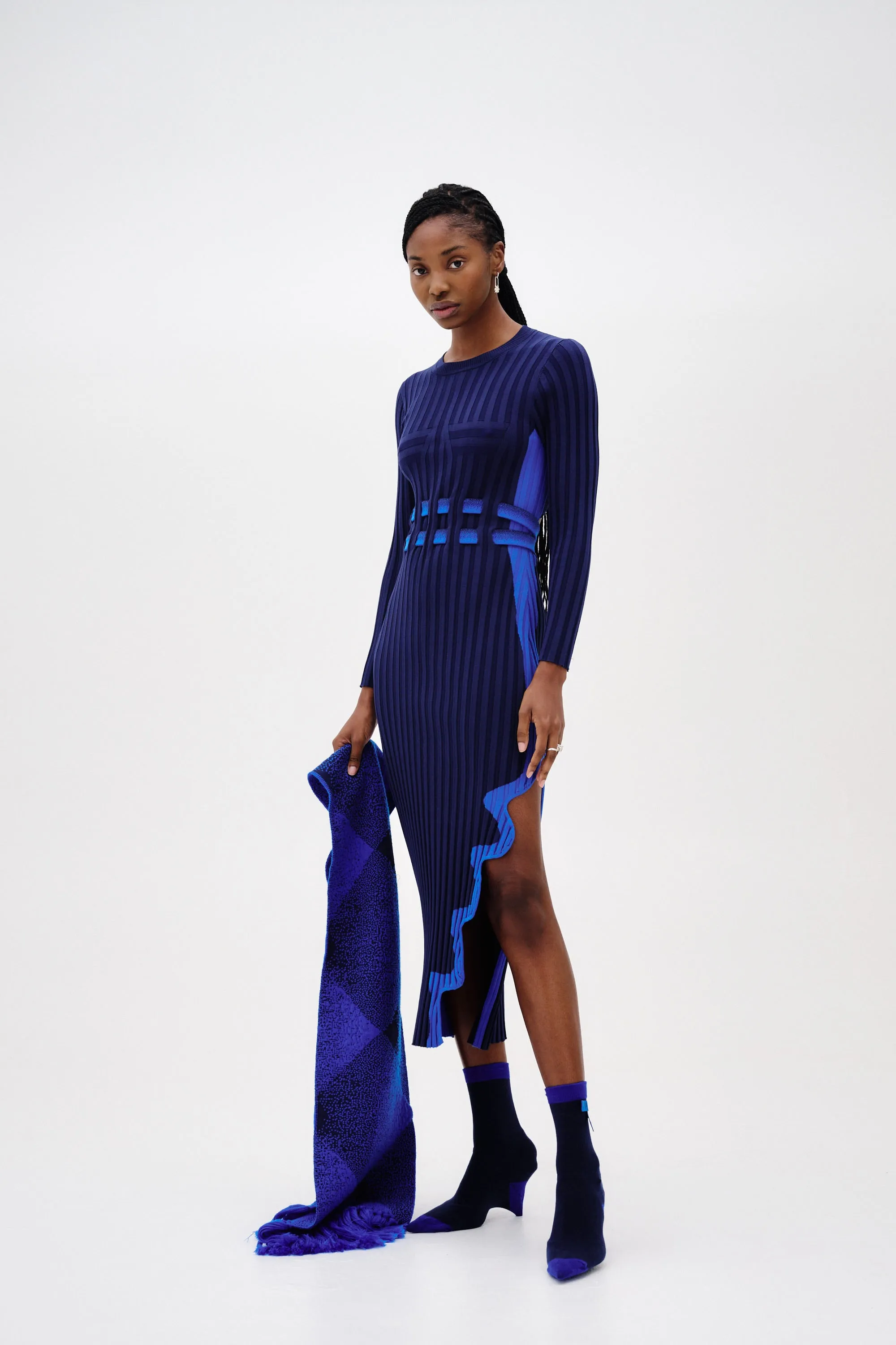 ASTER PLEATED DRESS WITH WAVY SLIT FadeResistantColor