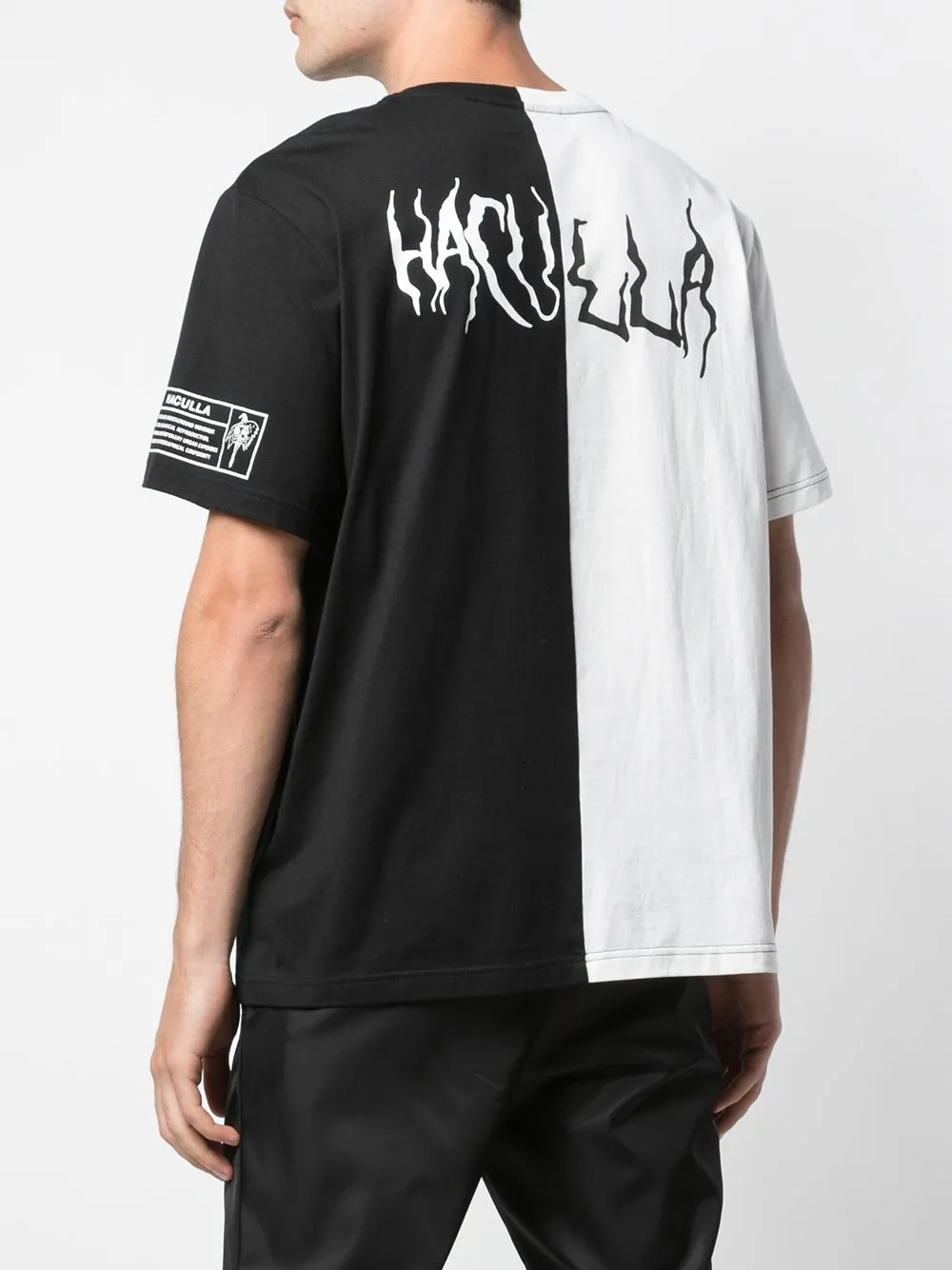 Low Impact Dye SPLIT IN HALF MASKED PINS TEE BLACK/WHITE