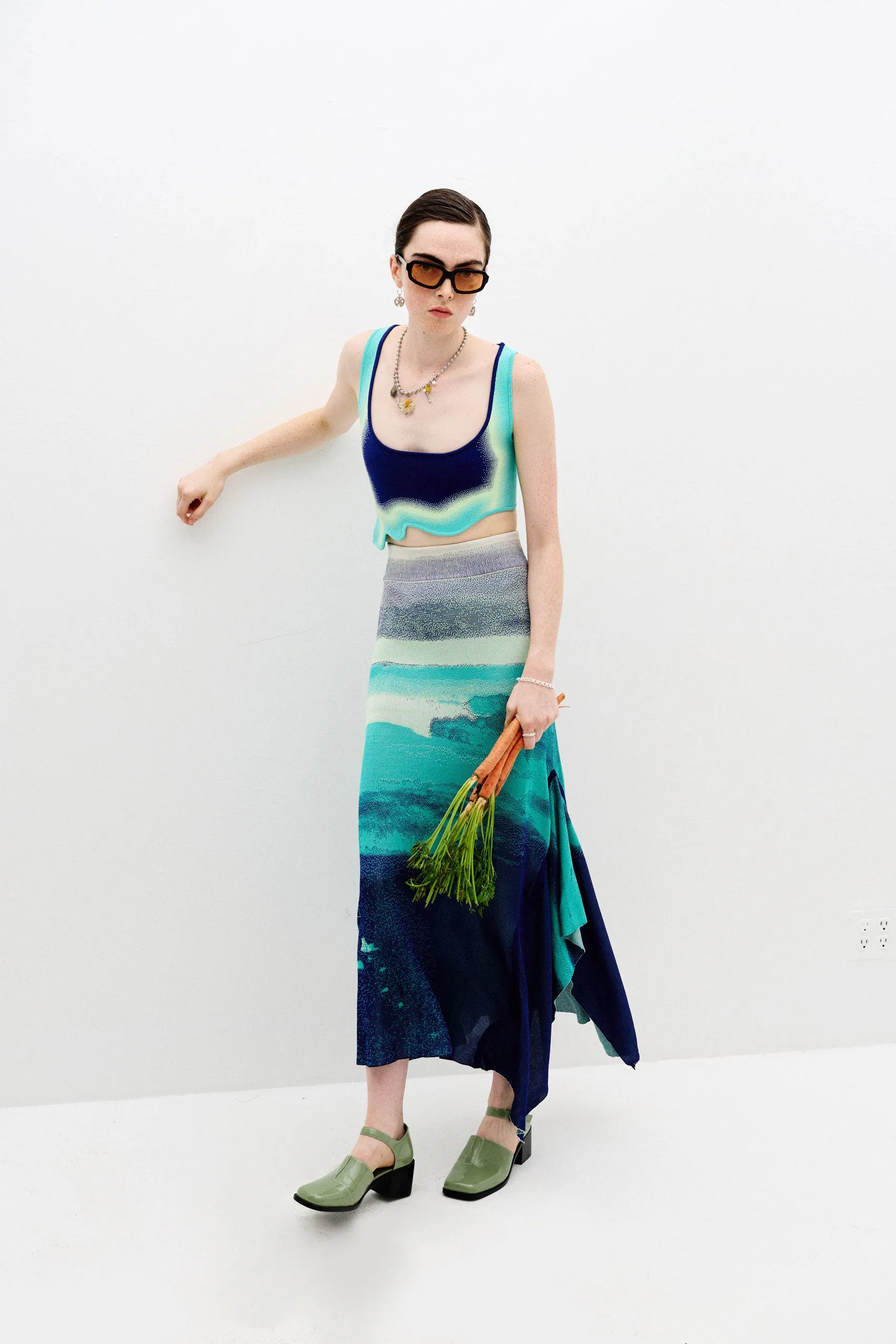 HOYA LAKE PRINT MIDI SKIRT Relaxed Waist Odor Resistant