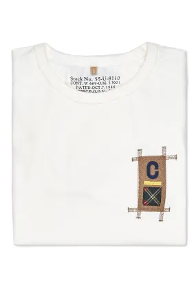 Nigel Cabourn Ladies Off White Badges Cotton Big T-Shirt Wrinkle Free Care Odorless Binding Tape
