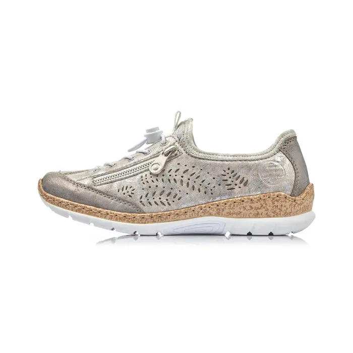 Womens Rieker Nikita K6 in Grey/Rose Dog Run Heel Design