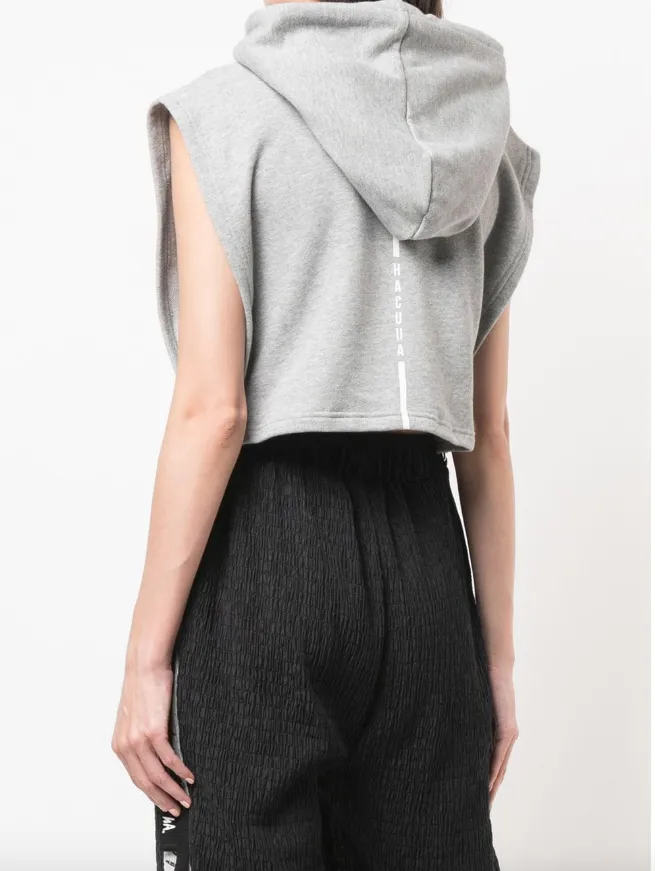 Heathered Texture CROPPED HOODED SWEATSHIRT