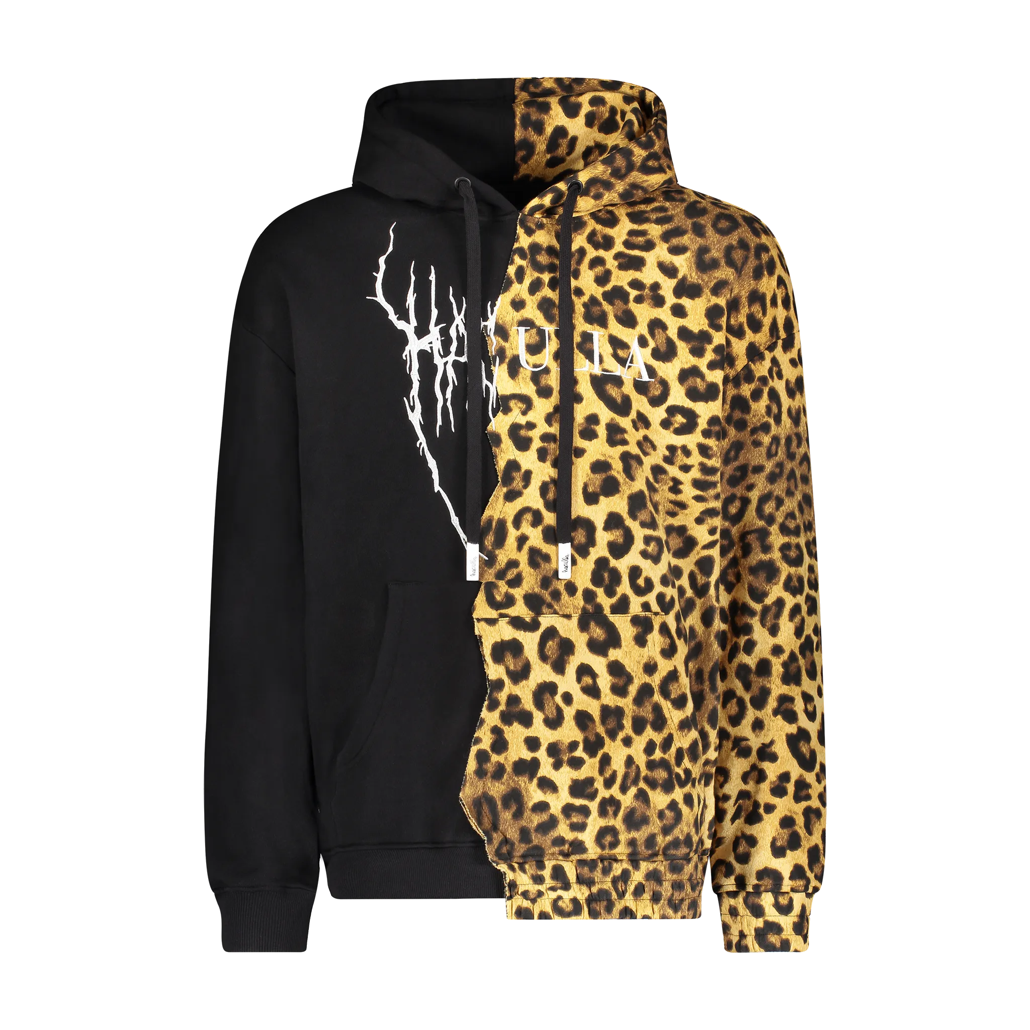dark colors HALF ANIMAL HOODIE BLACK/LEOPARD