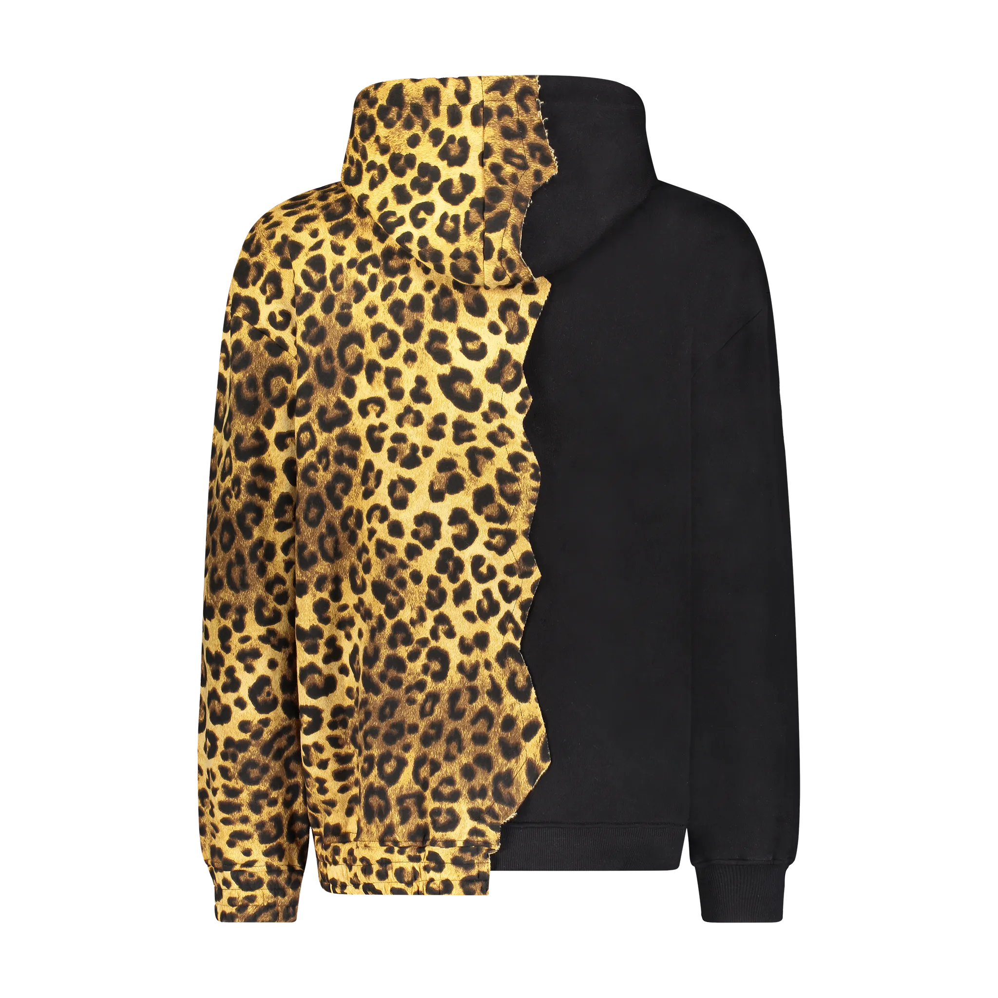 Steampunk style Mesh Lined Hood HALF ANIMAL HOODIE BLACK/LEOPARD