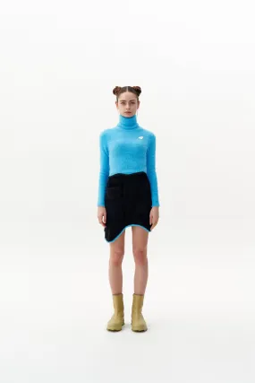 Reflective Safety Trim Sustainable Textile ELARA ECO FAUX FUR CROPPED TURTLENECK PULLOVER