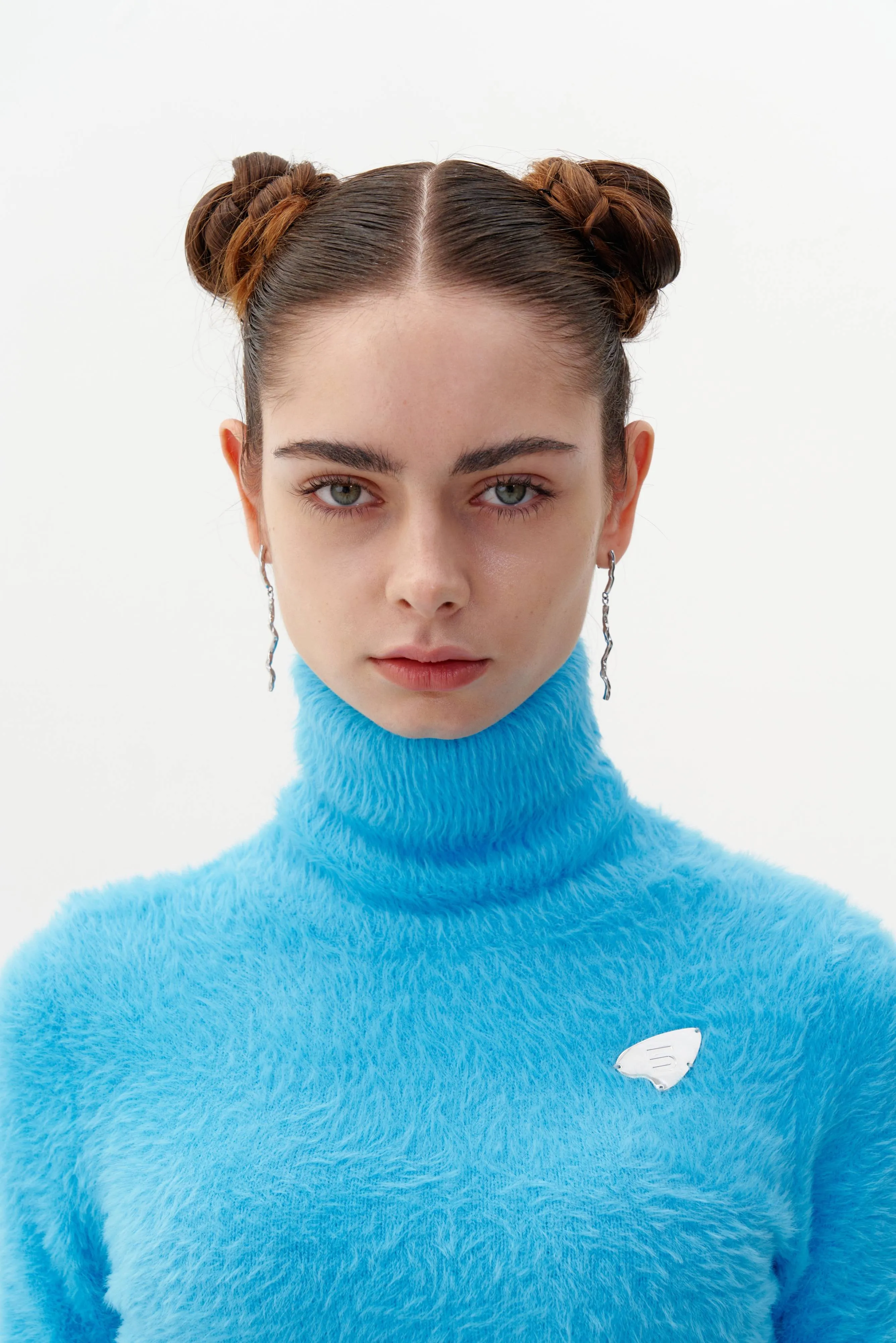 Non Iron Fabric ELARA ECO FAUX FUR CROPPED TURTLENECK PULLOVER