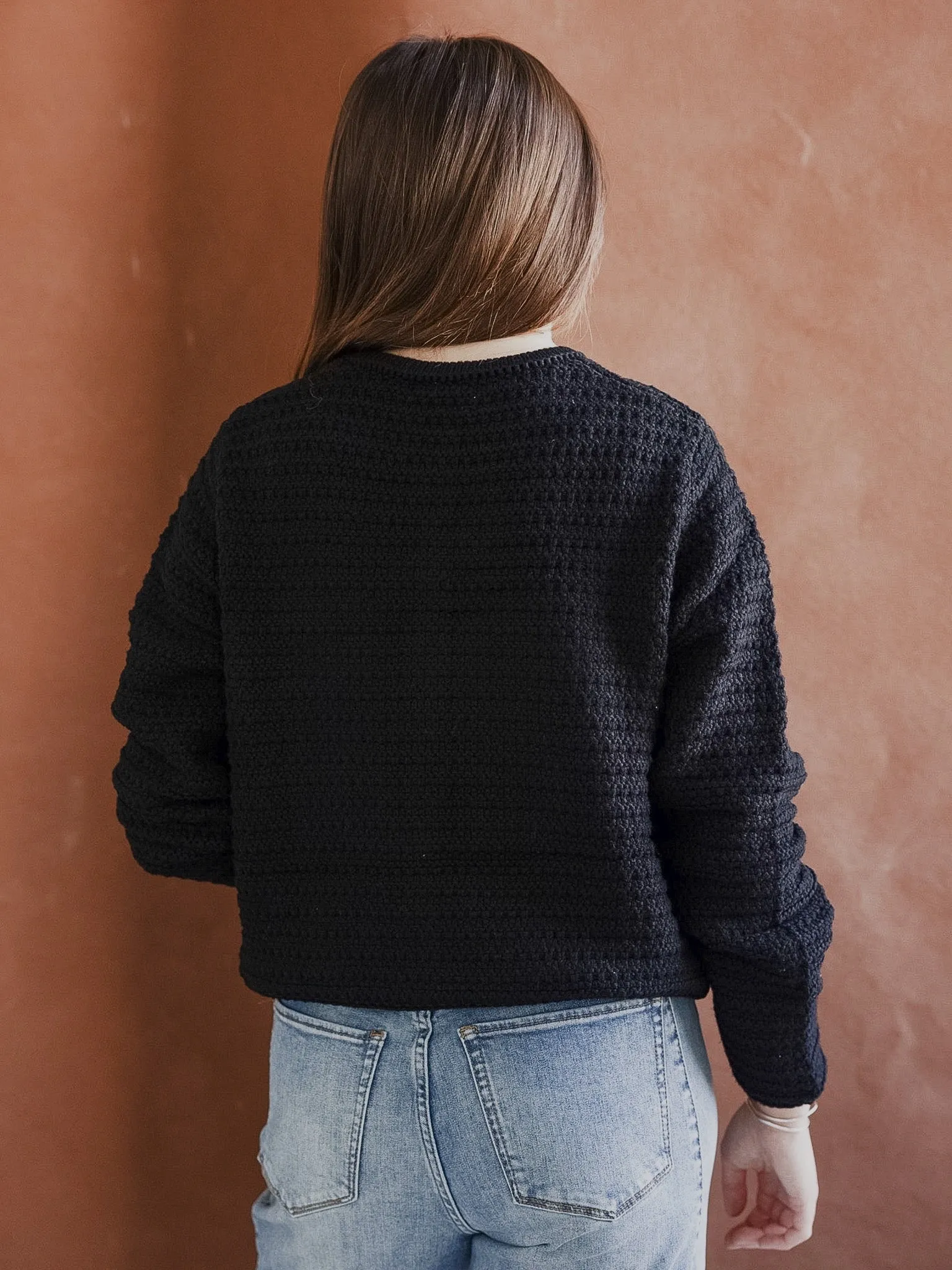 Cooper Pocket Cardigan - Black Recycled Material Crafting