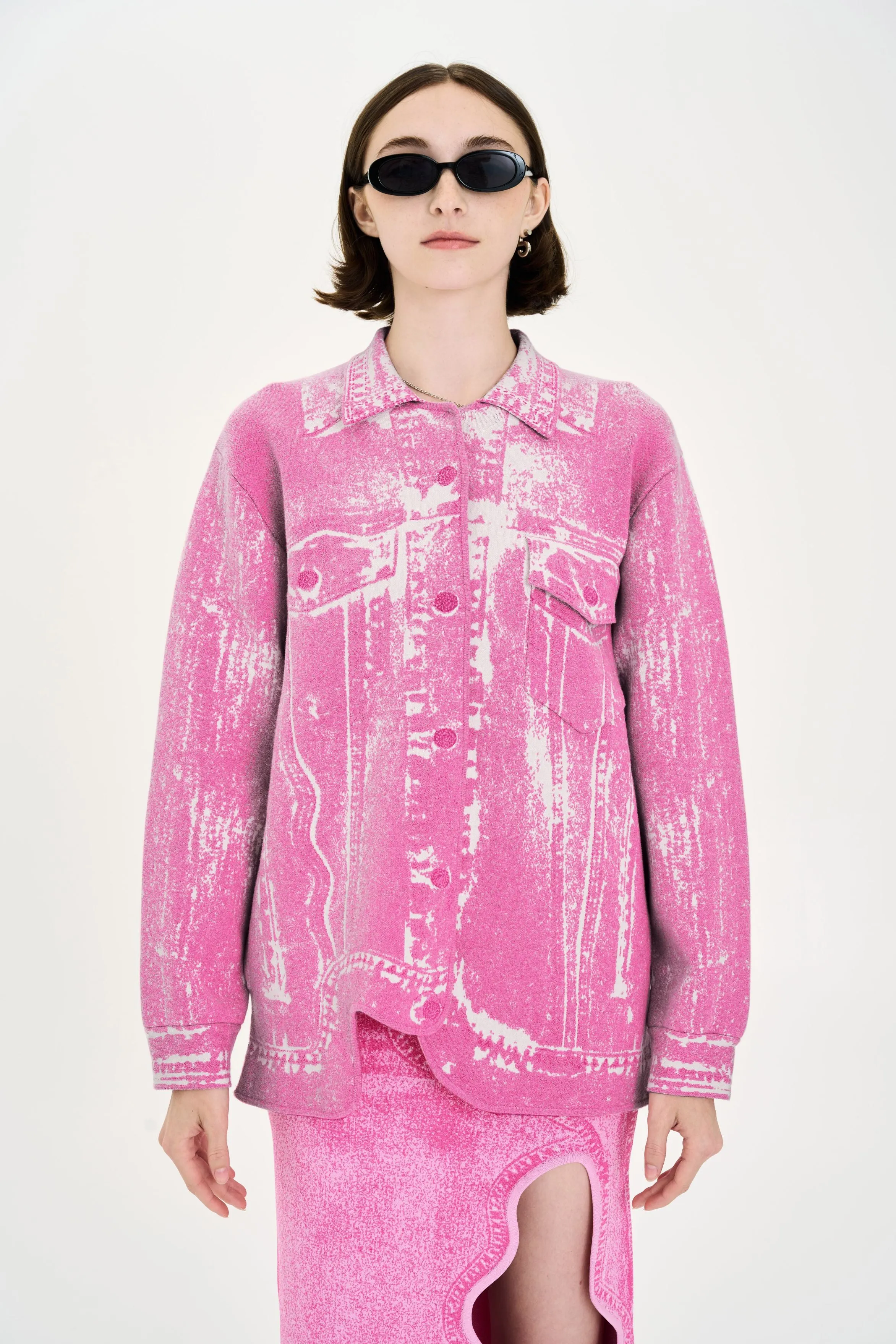 Versatile Layering Old Style HANA DENIM PRINT OVERSIZED JACKET