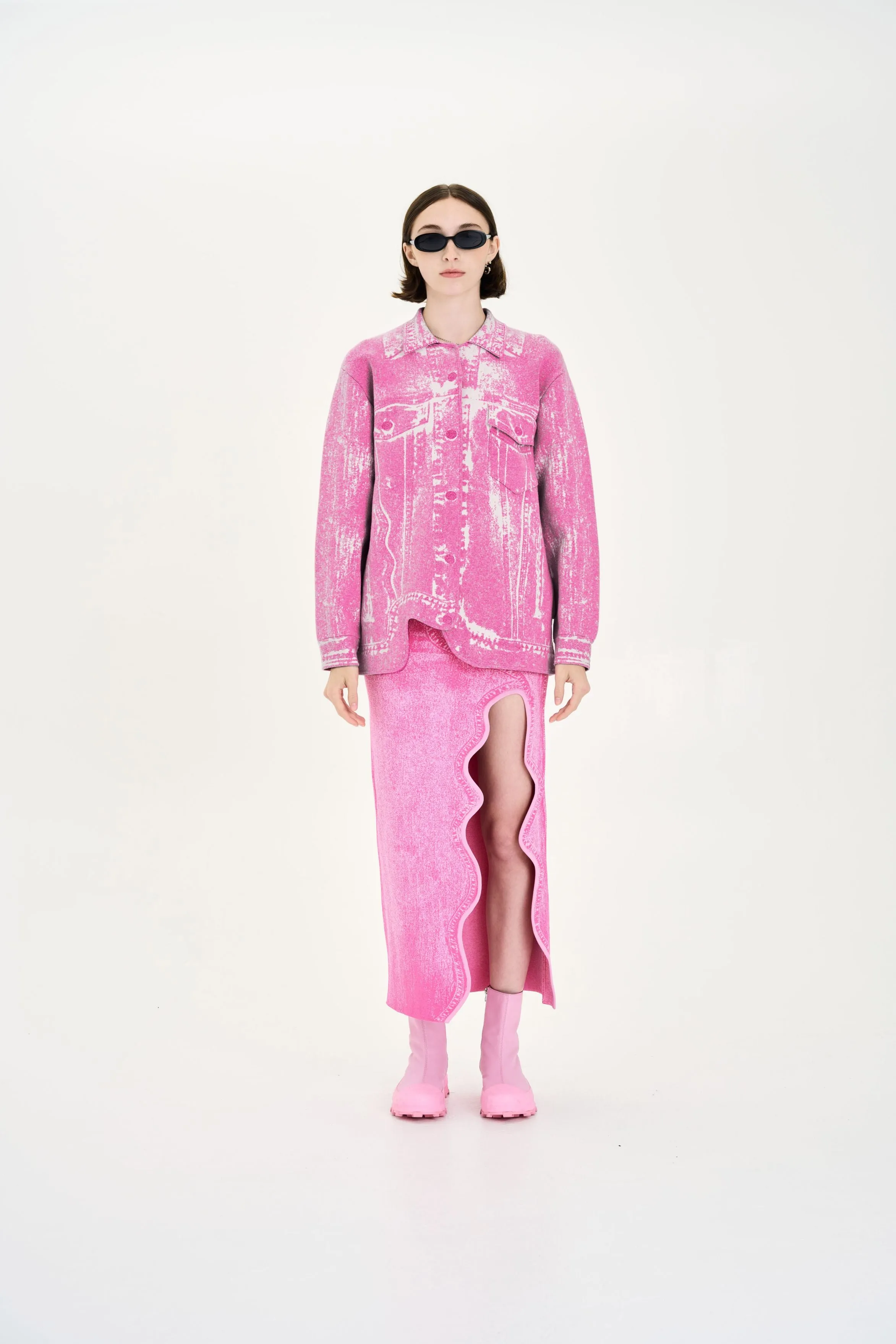 HANA DENIM PRINT OVERSIZED JACKET Noise Reduced Fasteners color block