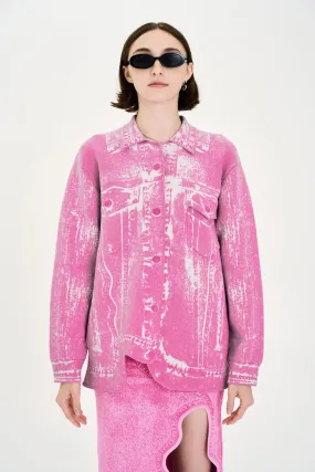 Versatile Layering Old Style HANA DENIM PRINT OVERSIZED JACKET