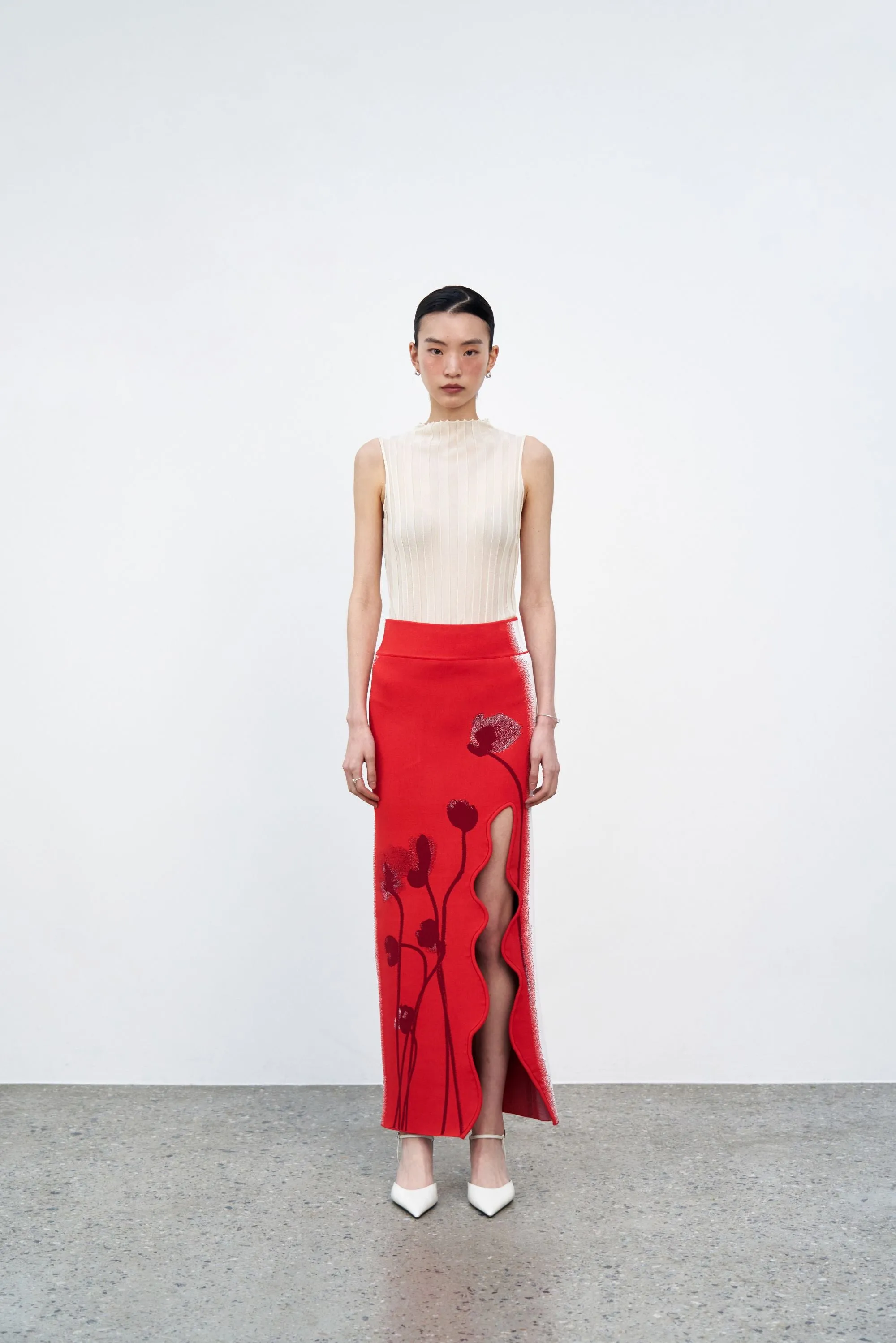 Thermoregulating Fabric Layered Collar Structure JASMINE SHEER TANK TOP