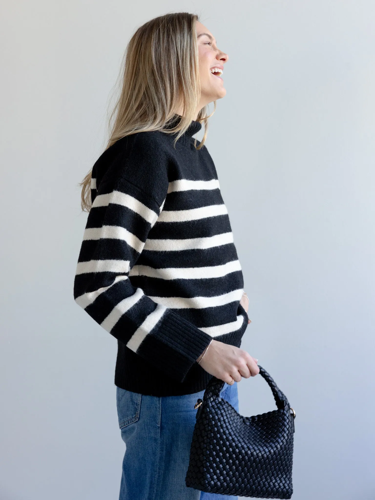 Stripe Turtle Neck Sweater Comfy & Cozy