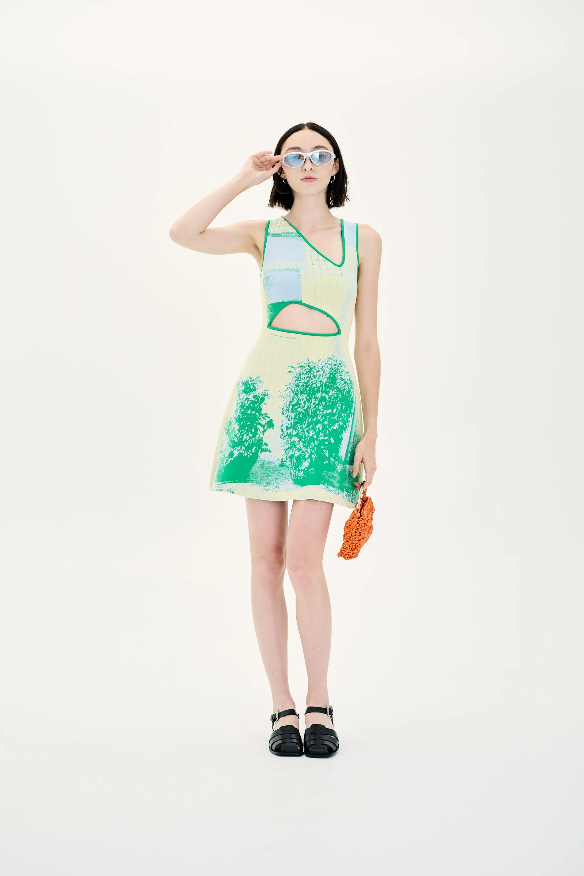 HIBISCUS WINDOW PRINT A-LINE TANK DRESS Breathable Comfort Wear Perfect For Any Occasion