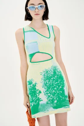 HIBISCUS WINDOW PRINT A-LINE TANK DRESS light layering