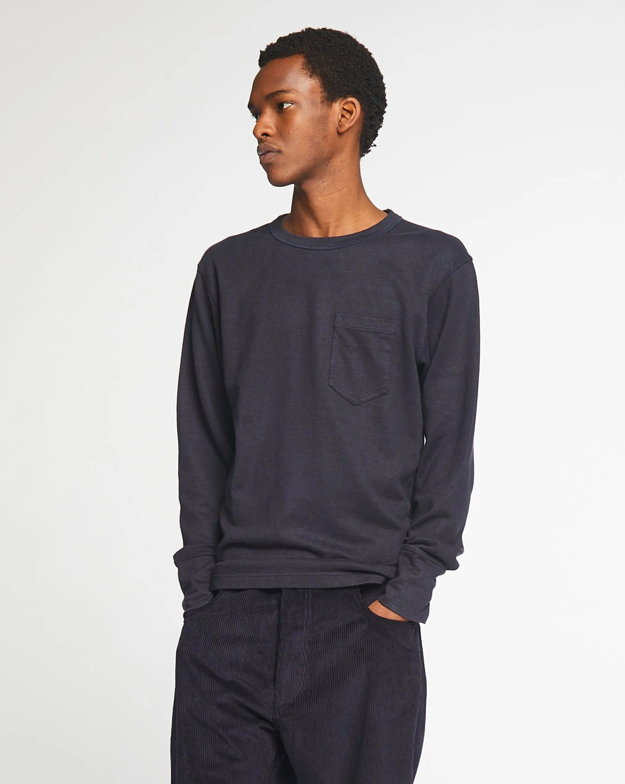 StretchFabric L/S Pocket T Military Jersey Navy