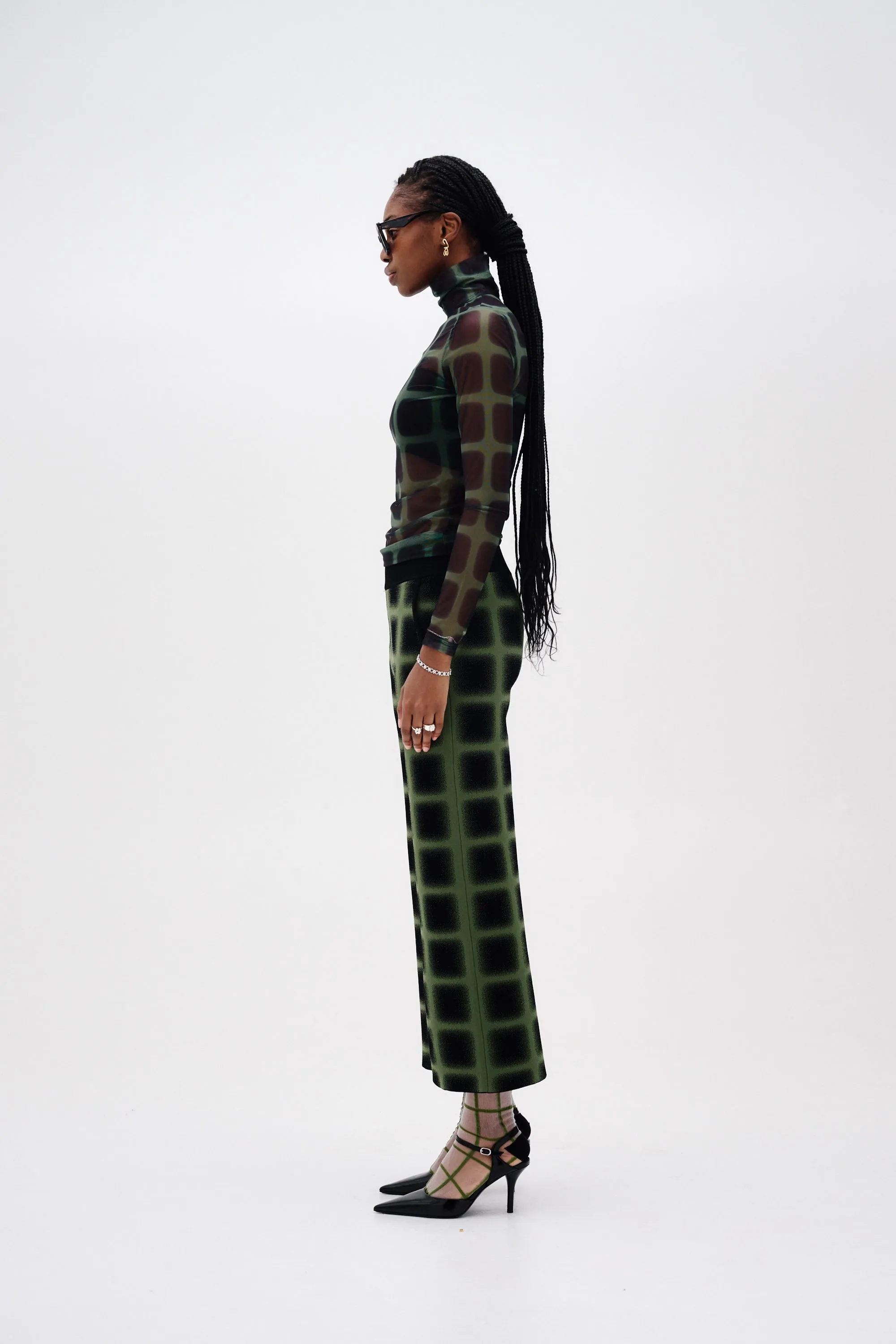 SULLEY PLAID TURTLENECK TOP WindproofBarrierTechnology Wrinkle Resistant Texture