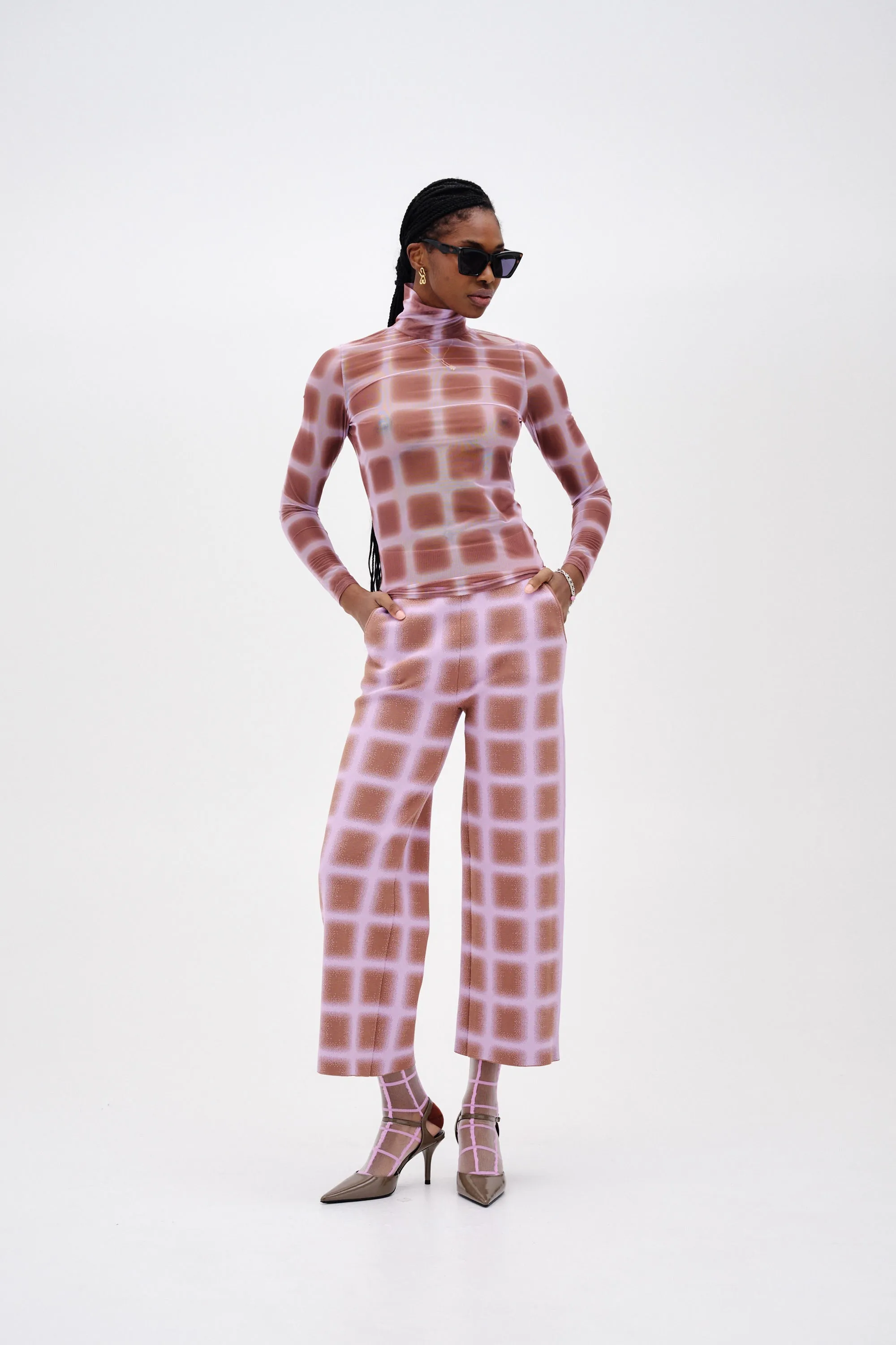 SULLEY PLAID TURTLENECK TOP QuickDry Performance