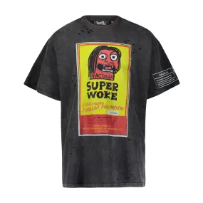 Modern and Soft TearResistant Fabric SUPER WOKE VINTAGE TEE BLACK