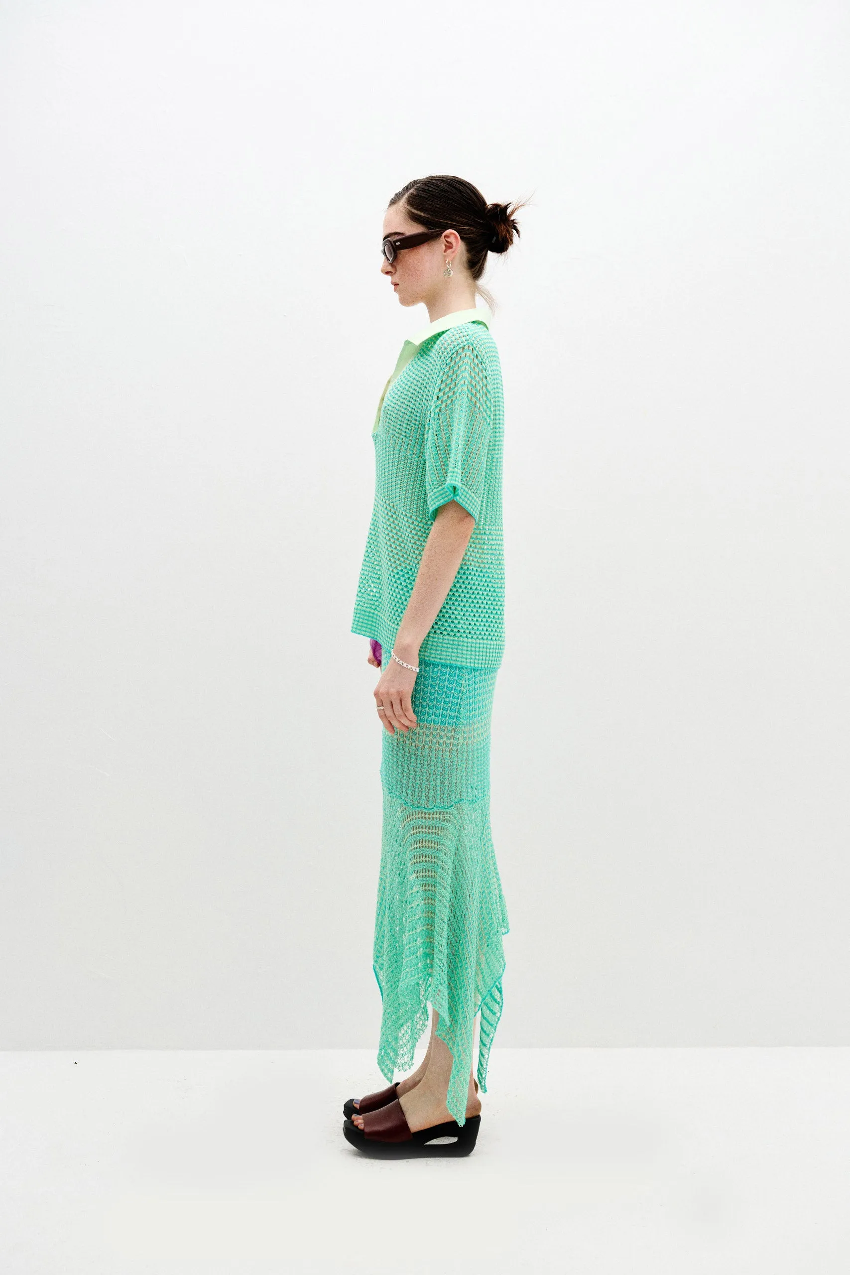 CHIA OVERSIZED CROCHET SHIRT Wrinkle Resistant Textile