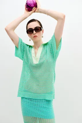 CHIA OVERSIZED CROCHET SHIRT Reflective Accent Stripes