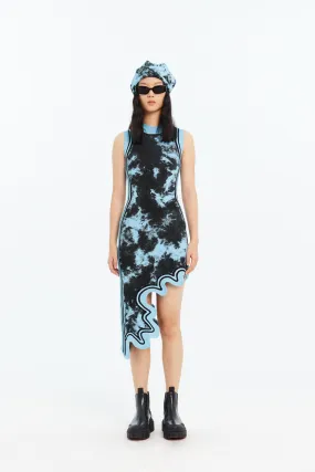 Chilly Day Wear BROOKLYN ECO "TIE DYE" WAVY ASYMMETRIC DRESS