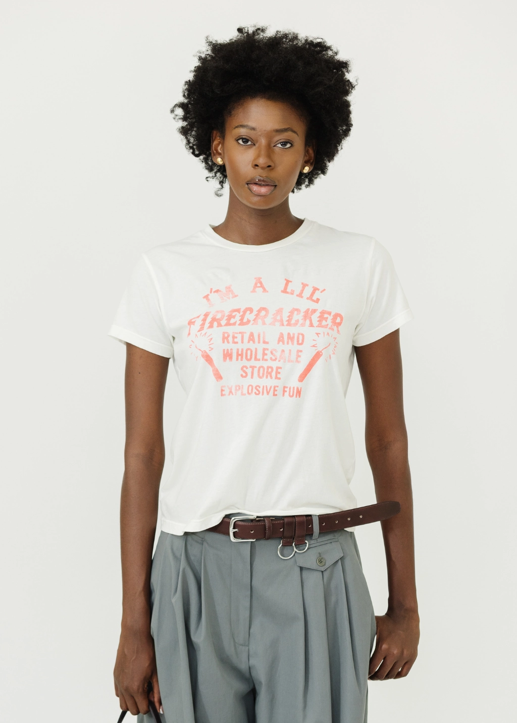 MOTHER The Boxy Goodie Goodie Tee in Lil Firecracker EasyCareFabric