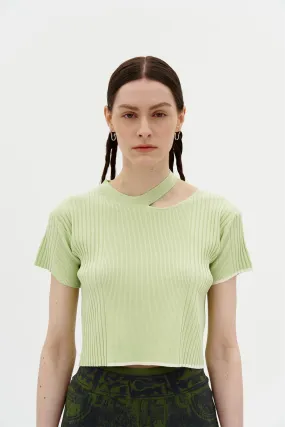 SYKES MIXED RIB CROPPED TOP Wrinkle Free Weave