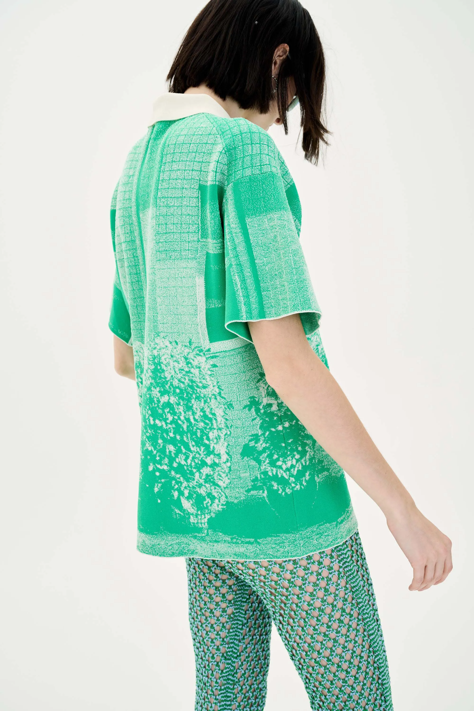 WrinkleFree Fabric SYLVIE UV REACTIVE TREE PRINT OVERSIZED SHIRT