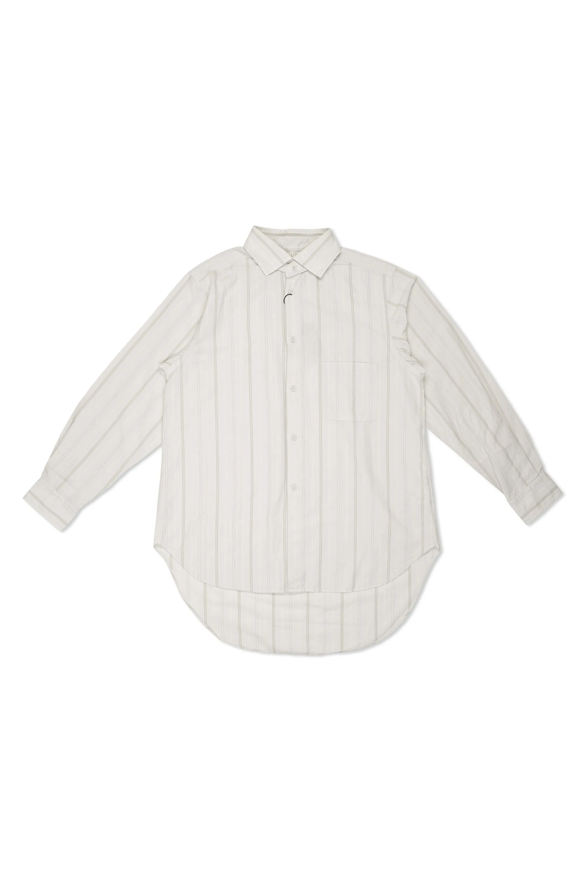 Nigel Cabourn CC22 Grey Stripe Detachable Collar Shirt Classic Style Sleek Silhouette