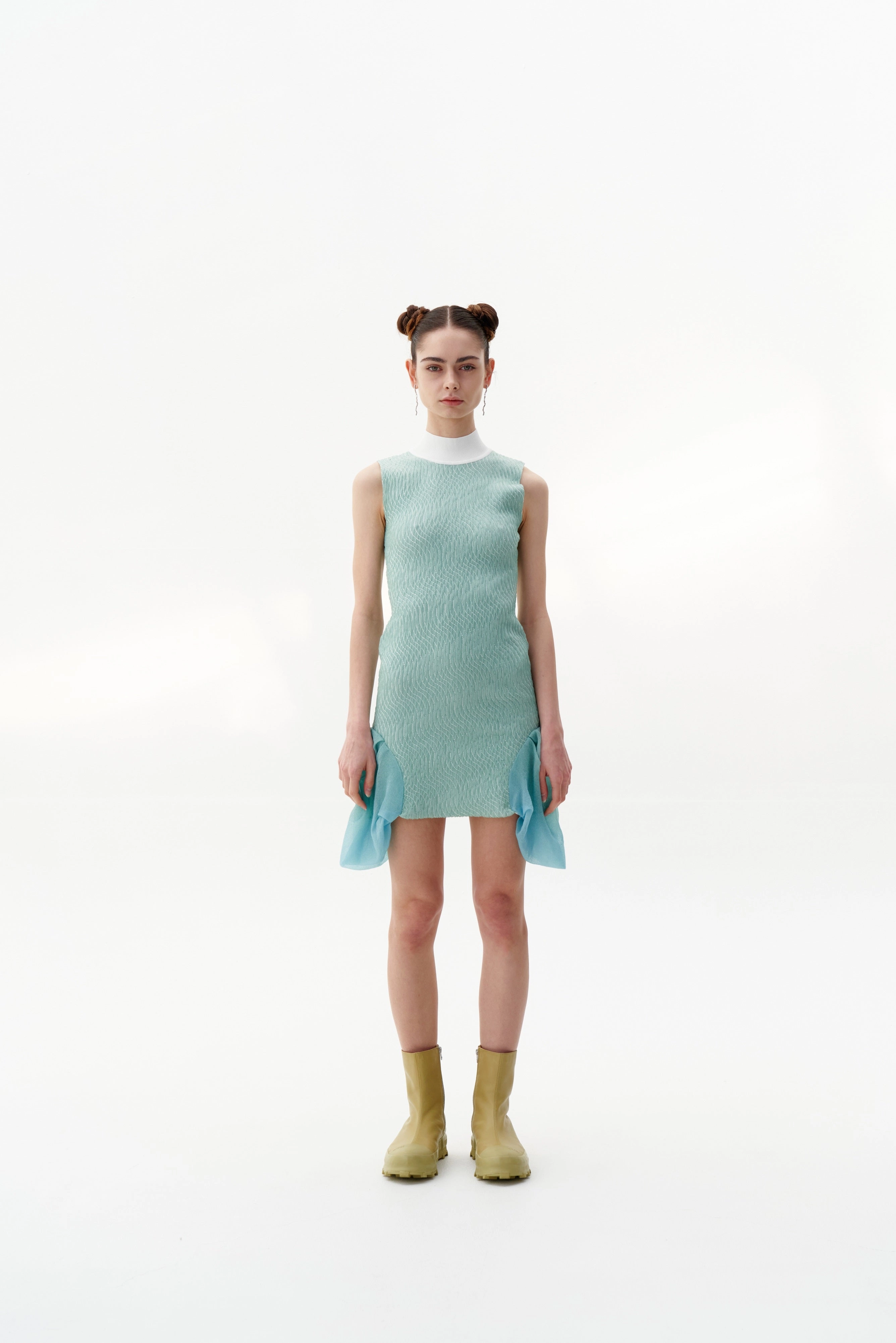 PORTIA 3D-BUBBLE RUCHED SLEEVELESS DRESS Day Chic