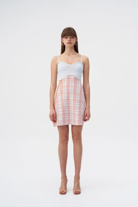 Minimalist Look Style focused HARPER ECO PLAID MINI TANK DRESS