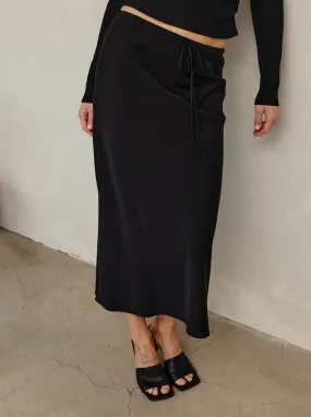 Talia Black Skirt Floor Length Quilted Texture