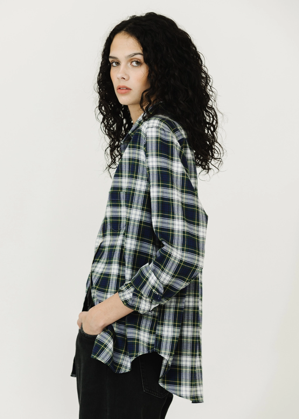 Frank & Eileen 'Eileen' Button-Up in Blue/Green/White Plaid Thermal regulation