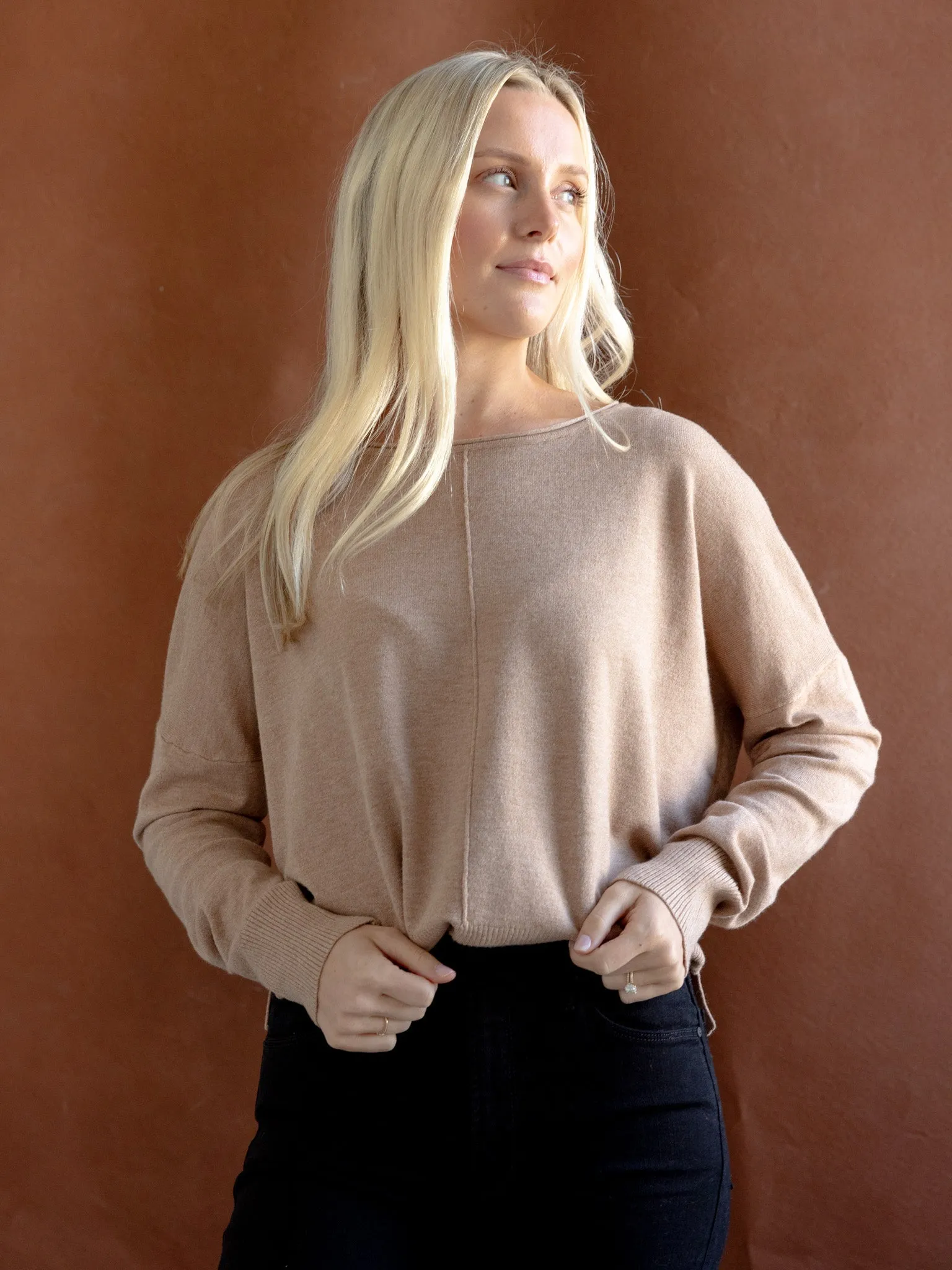 Layered Knitwear Fine Gauge Andy Crew Neck Toffee