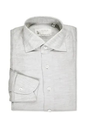 The Armoury by 100 Hands Light Grey Cotton-Linen Oxford Spread Collar Shirt Stretchable Cloth