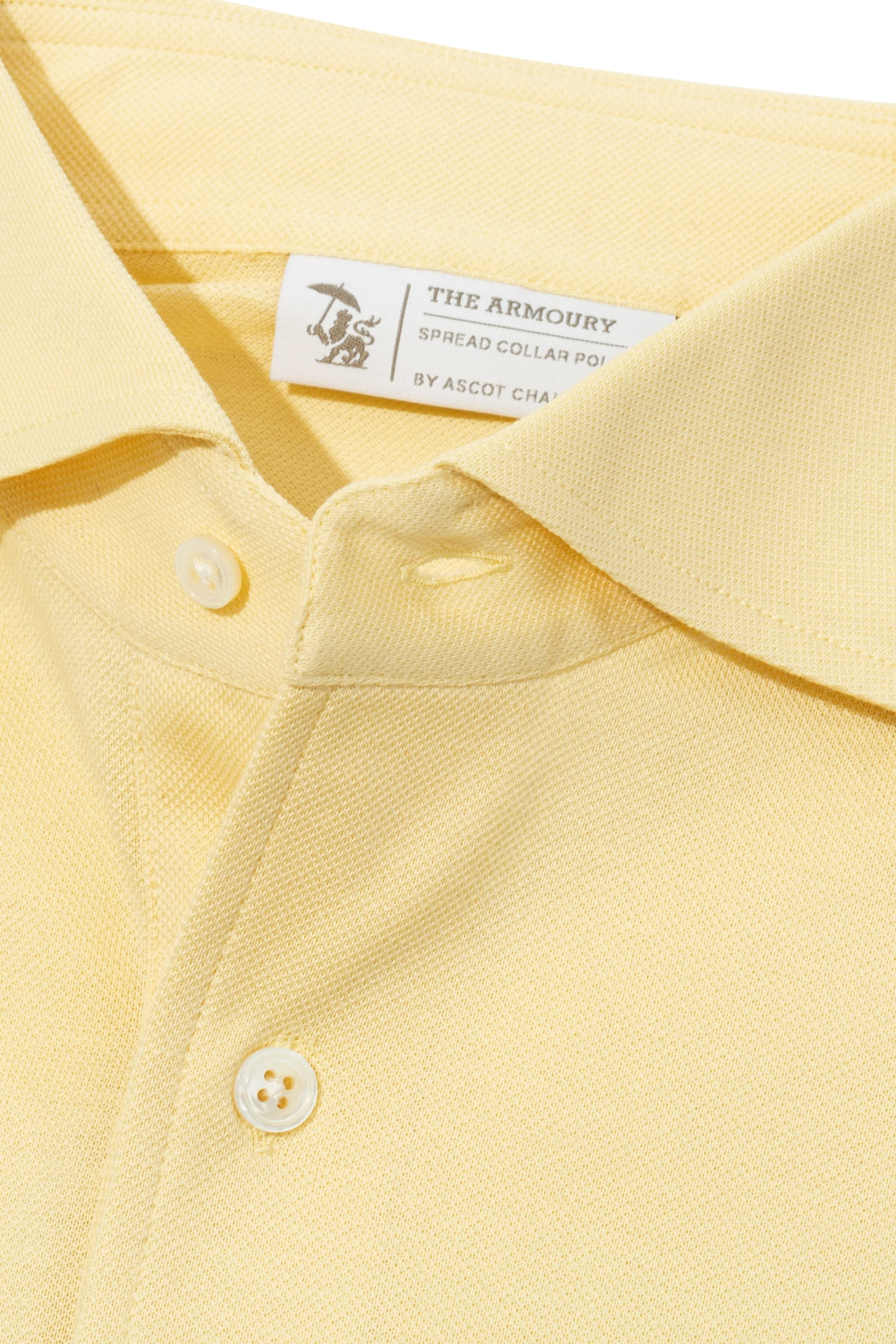 The Armoury Gold Cotton Long Sleeve Spread Collar Polo Relaxed Wear All-Day Wear